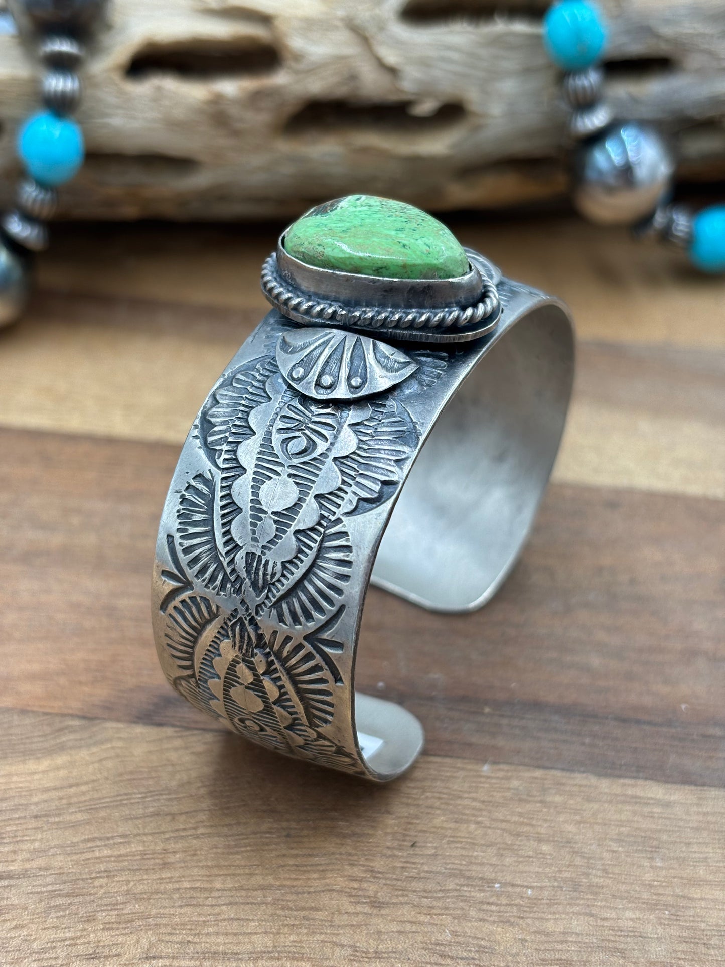 Gaspeite Cuff by Boyd Ashley, Navajo