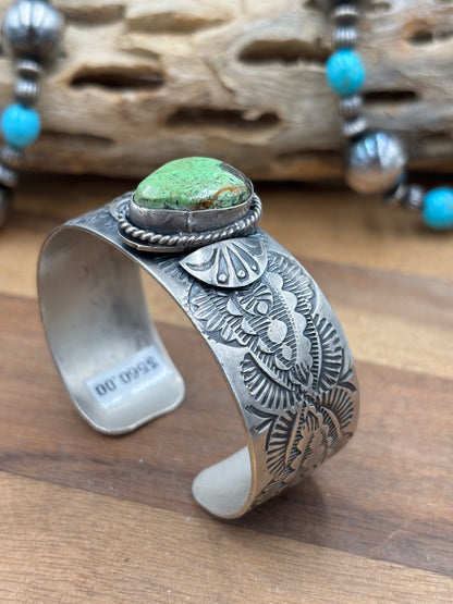 Gaspeite Cuff by Boyd Ashley, Navajo