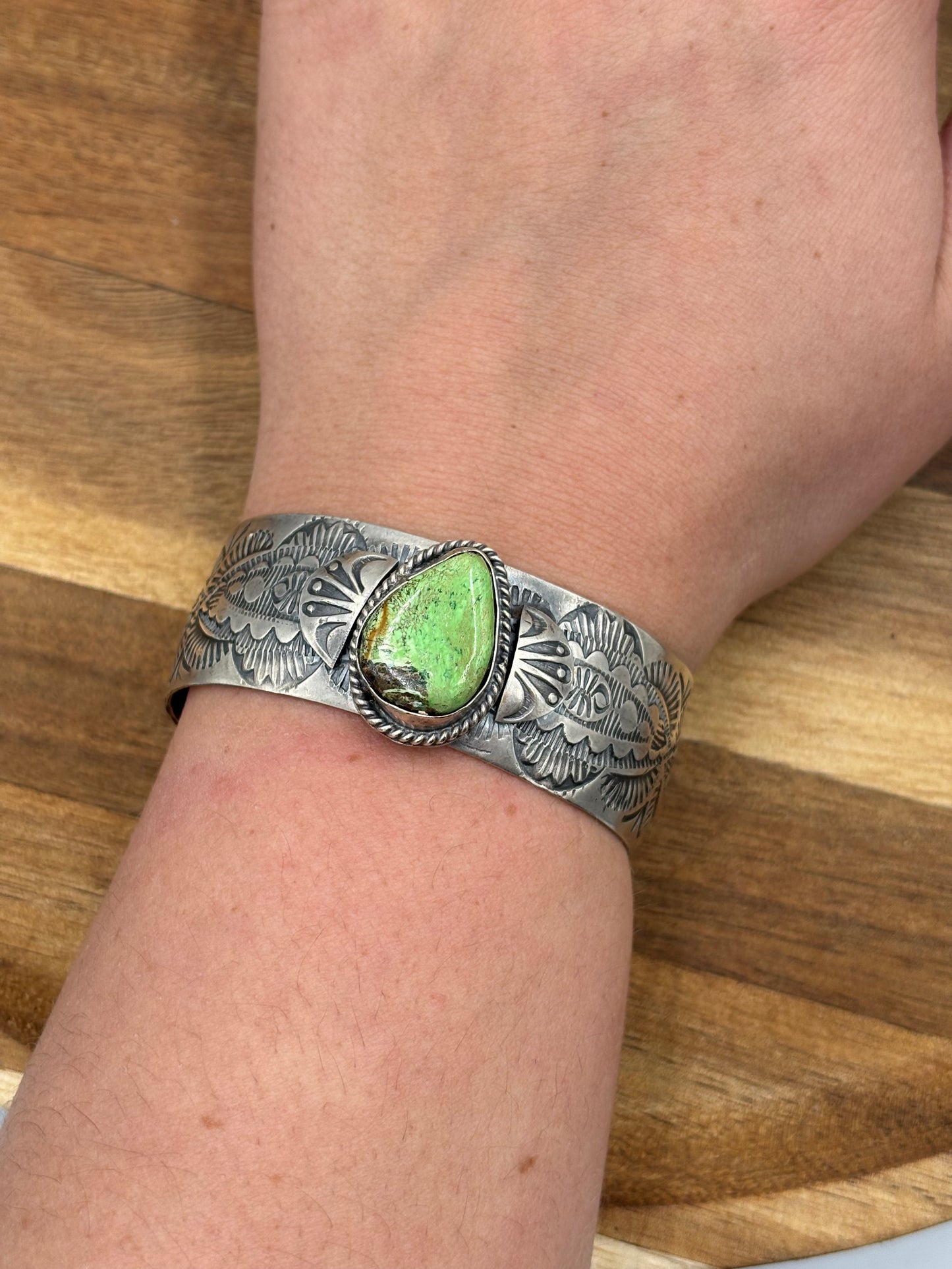 Gaspeite Cuff by Boyd Ashley, Navajo