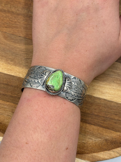 Gaspeite Cuff by Boyd Ashley, Navajo