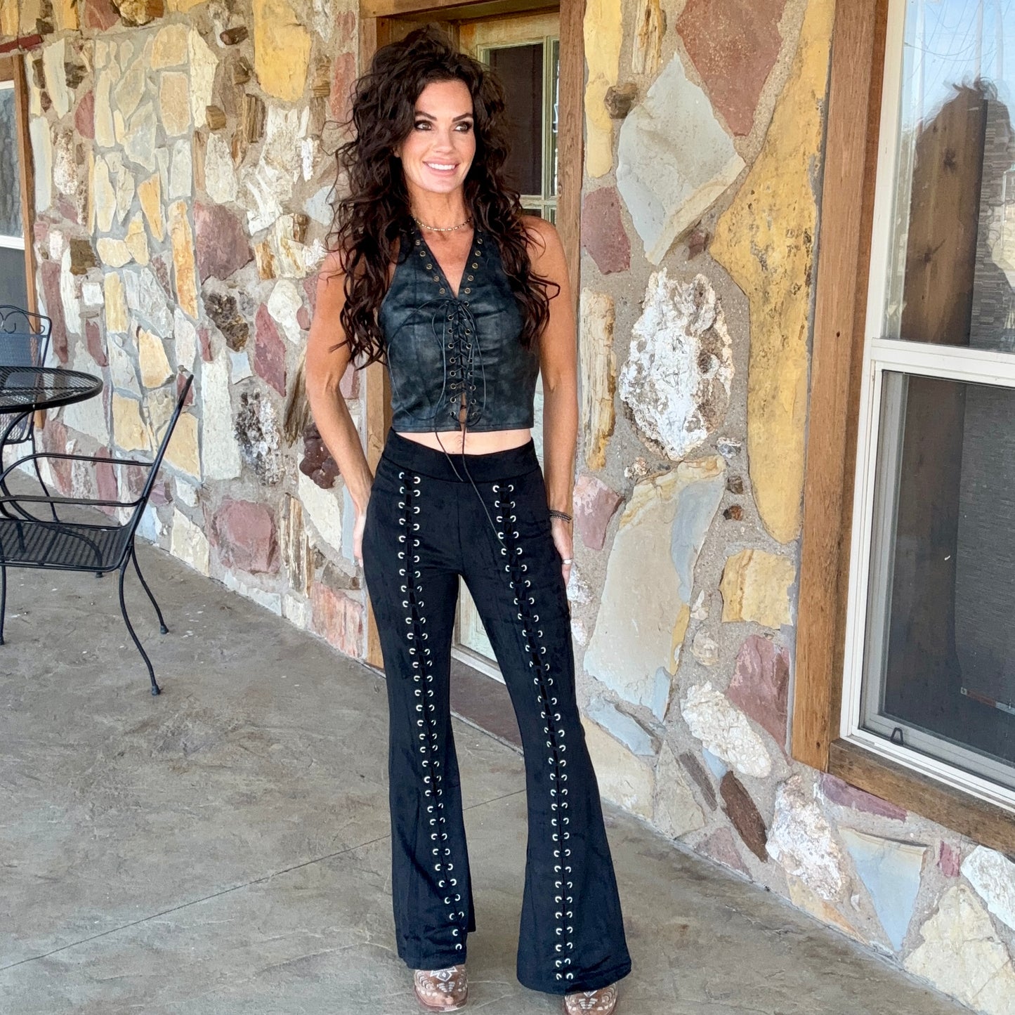 Sundance Suede Lace Flare Pants