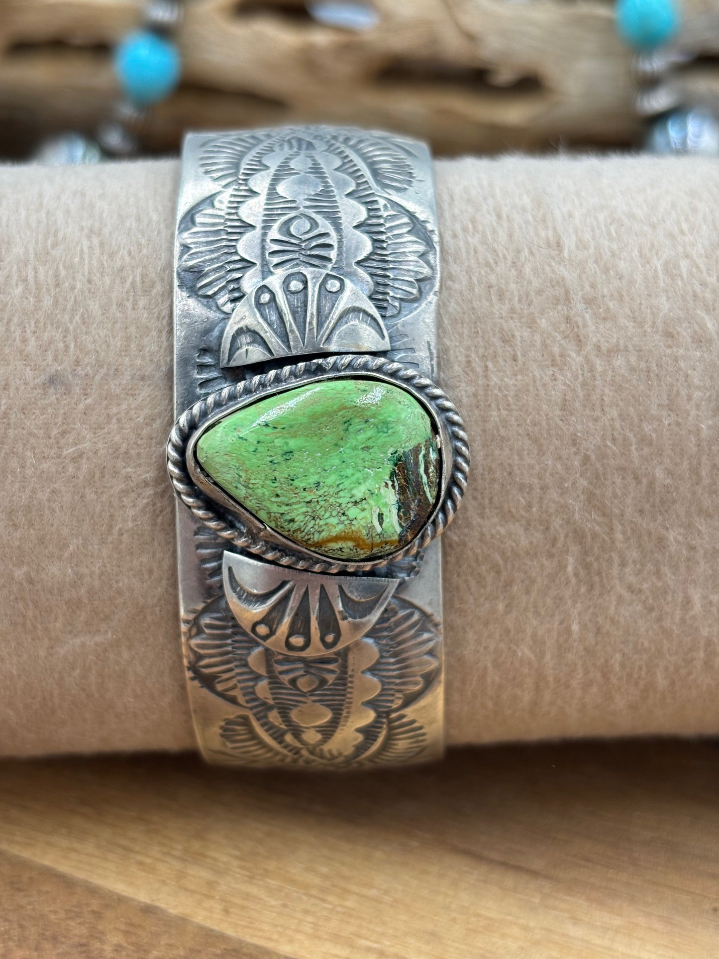 Gaspeite Cuff by Boyd Ashley, Navajo