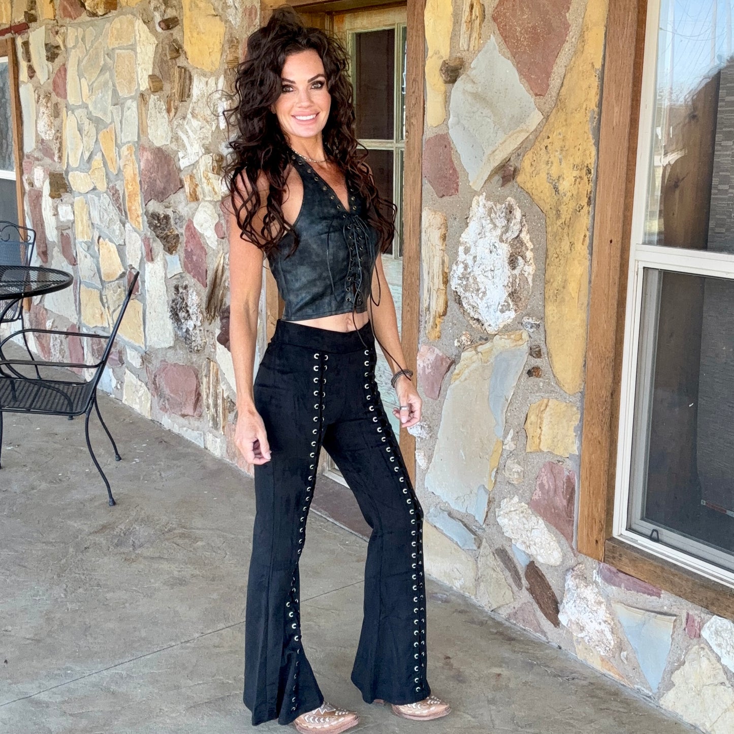 Sundance Suede Lace Flare Pants