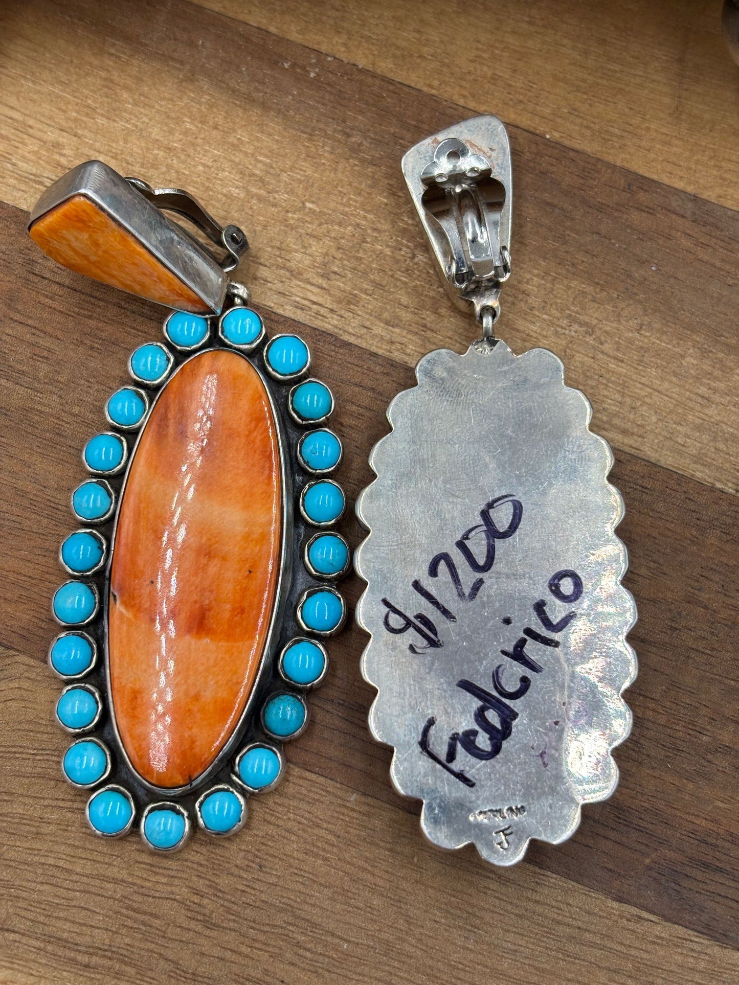 Orange Spiny & Turquoise Cluster CLIP Earrings by Federico Jimenez