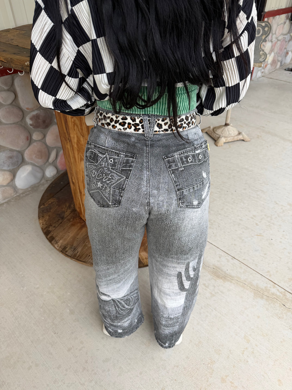 Leopard Hair On Hide Belt