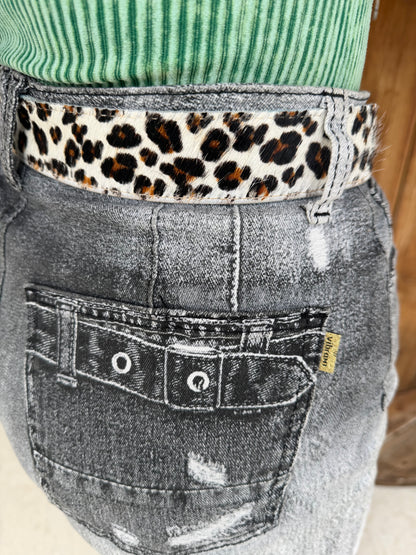 Leopard Hair On Hide Belt
