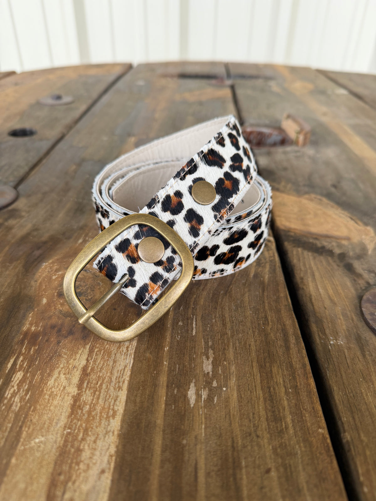 Leopard Hair On Hide Belt