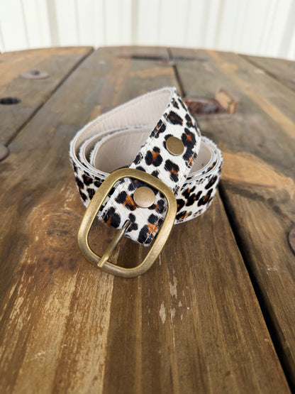 Leopard Hair On Hide Belt