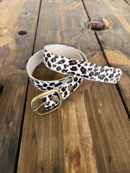 Leopard Hair On Hide Belt