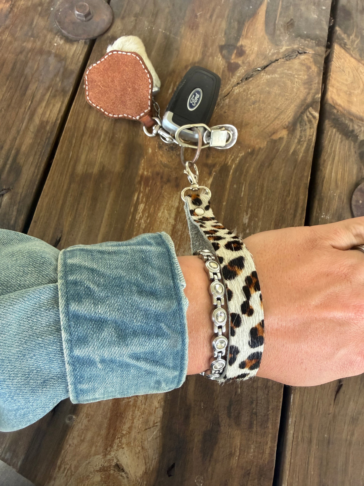 Leopard Hair on Hide Wristlet