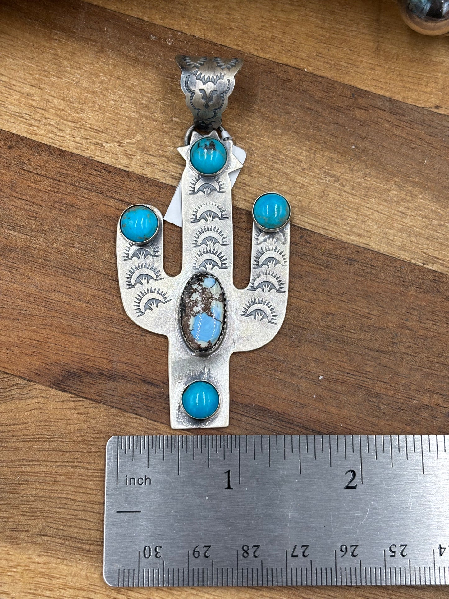 Turquoise & Golden Hills Cactus Pendant