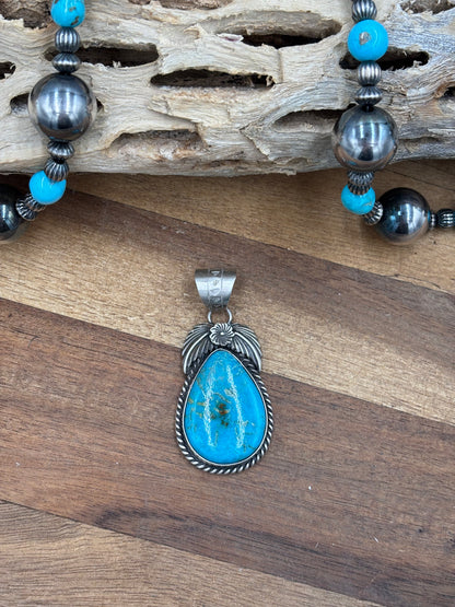 Kingman Turquoise Pendant by Jimson Belin, Navajo