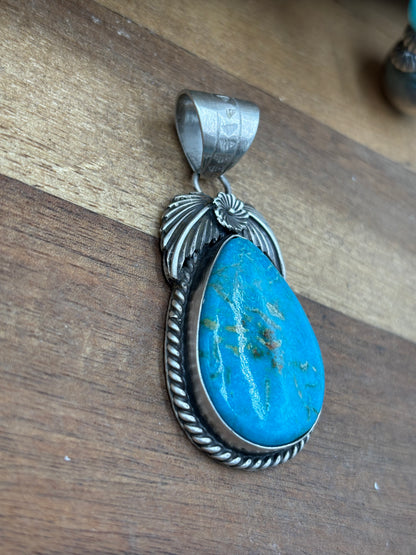 Kingman Turquoise Pendant by Jimson Belin, Navajo