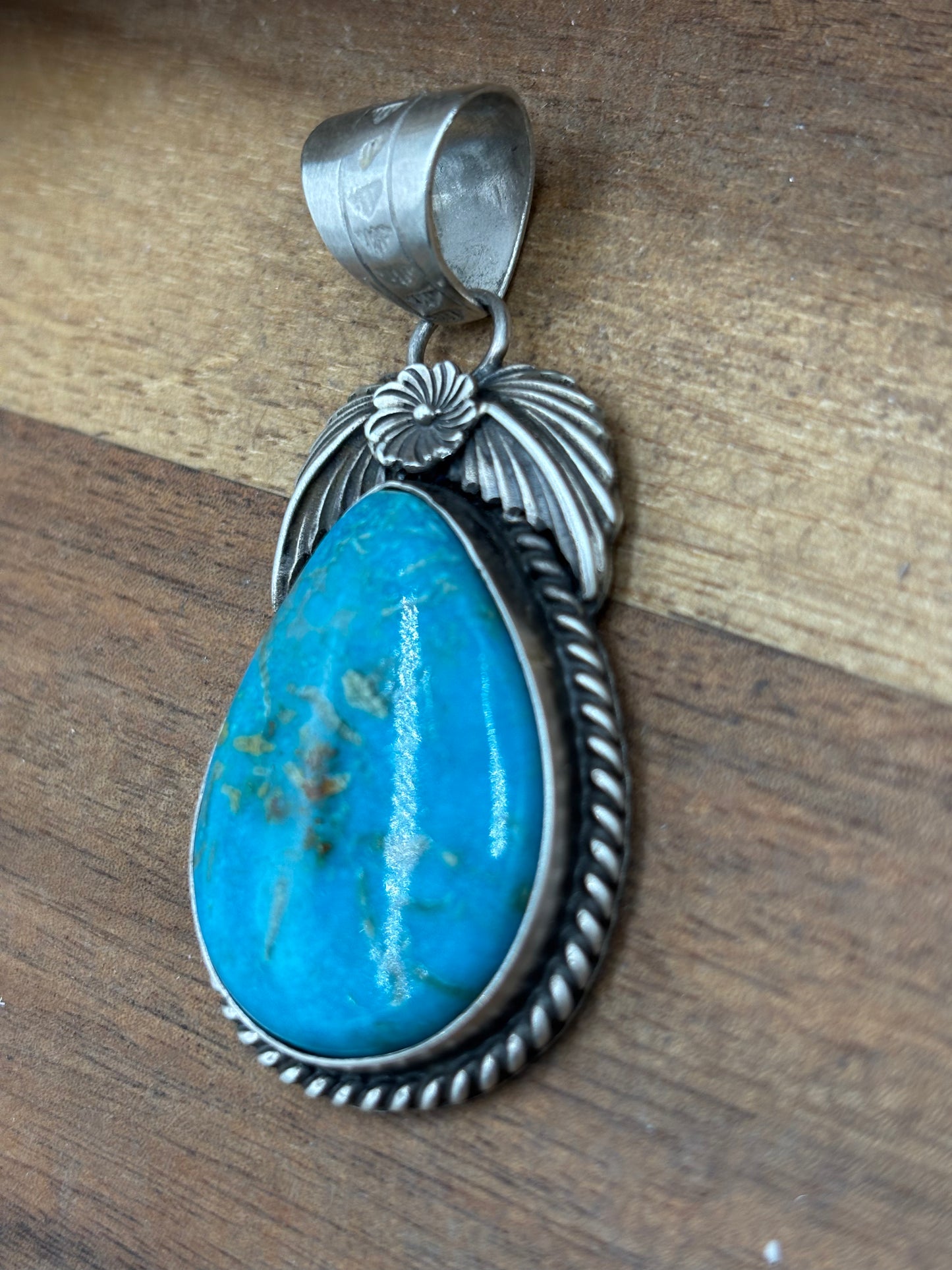 Kingman Turquoise Pendant by Jimson Belin, Navajo
