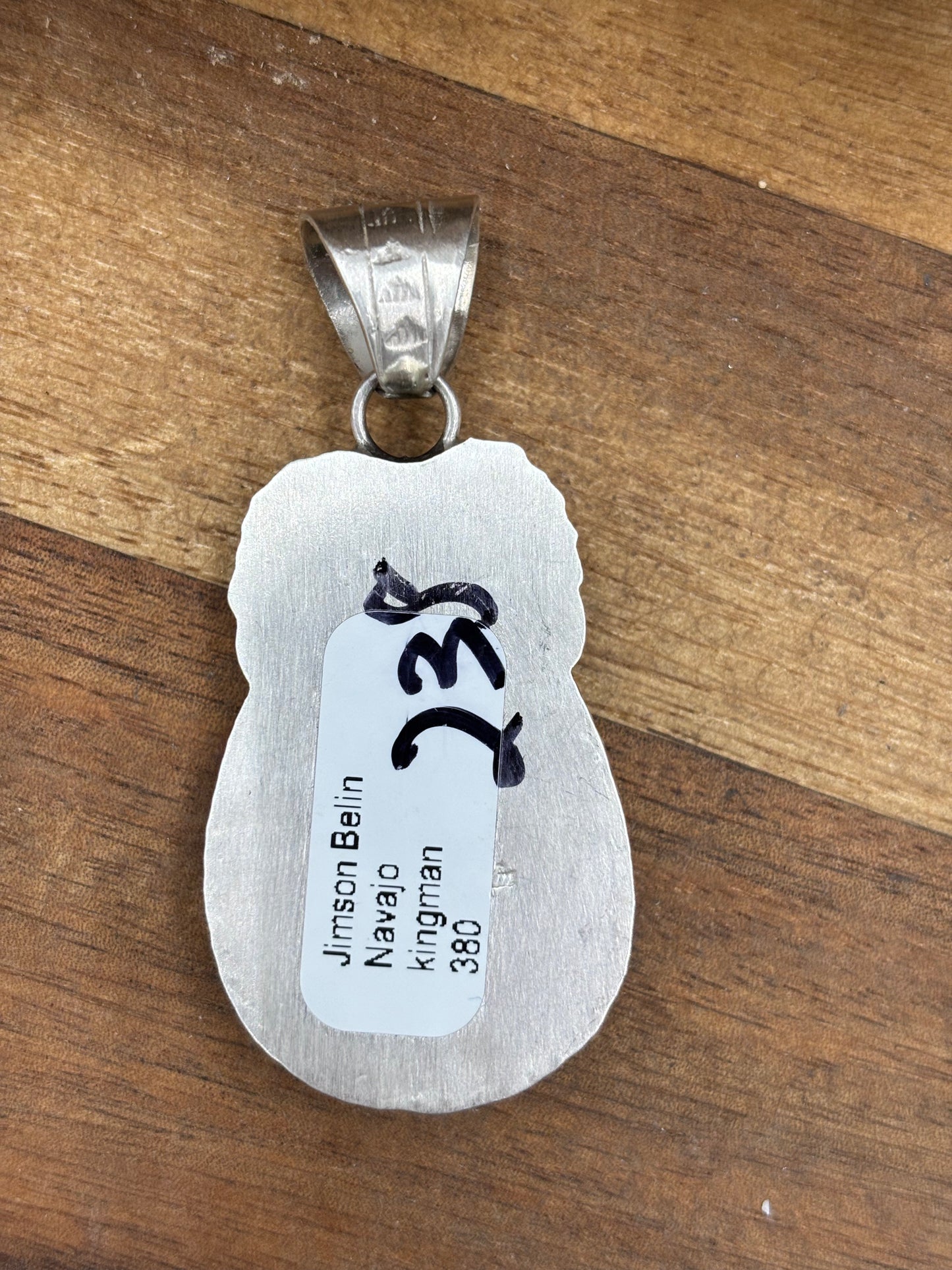 Kingman Turquoise Pendant by Jimson Belin, Navajo