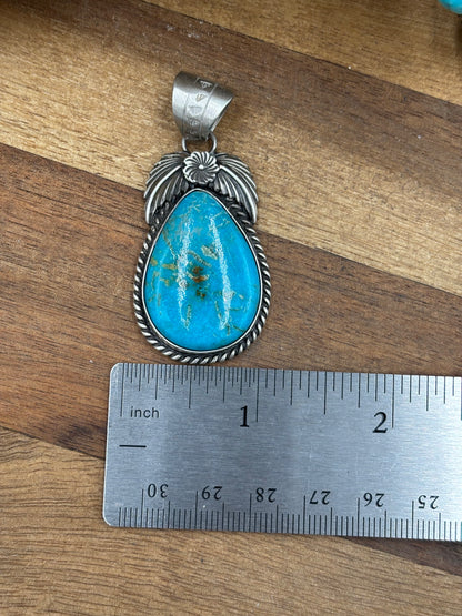 Kingman Turquoise Pendant by Jimson Belin, Navajo