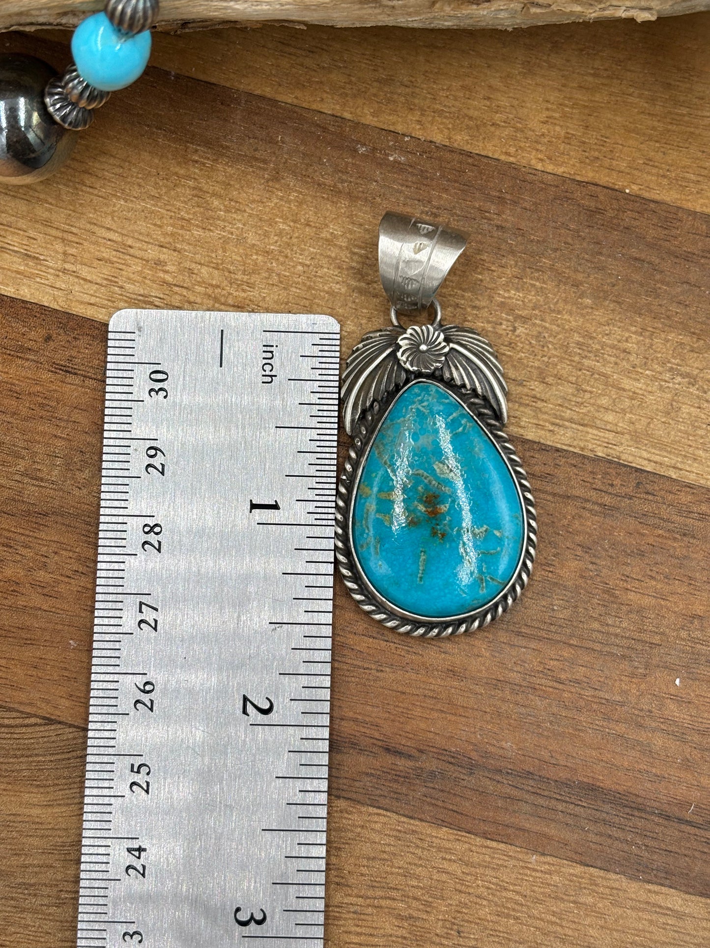 Kingman Turquoise Pendant by Jimson Belin, Navajo