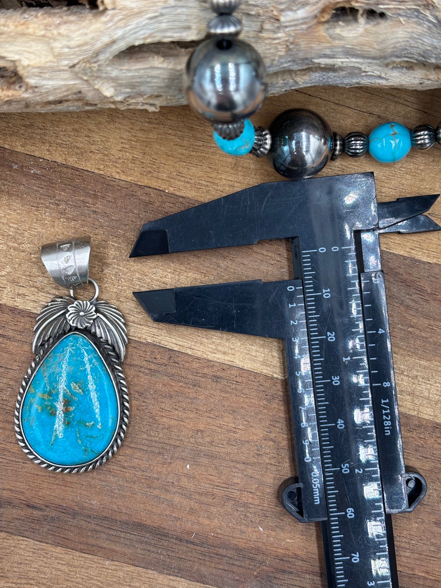 Kingman Turquoise Pendant by Jimson Belin, Navajo