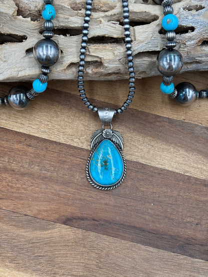 Kingman Turquoise Pendant by Jimson Belin, Navajo