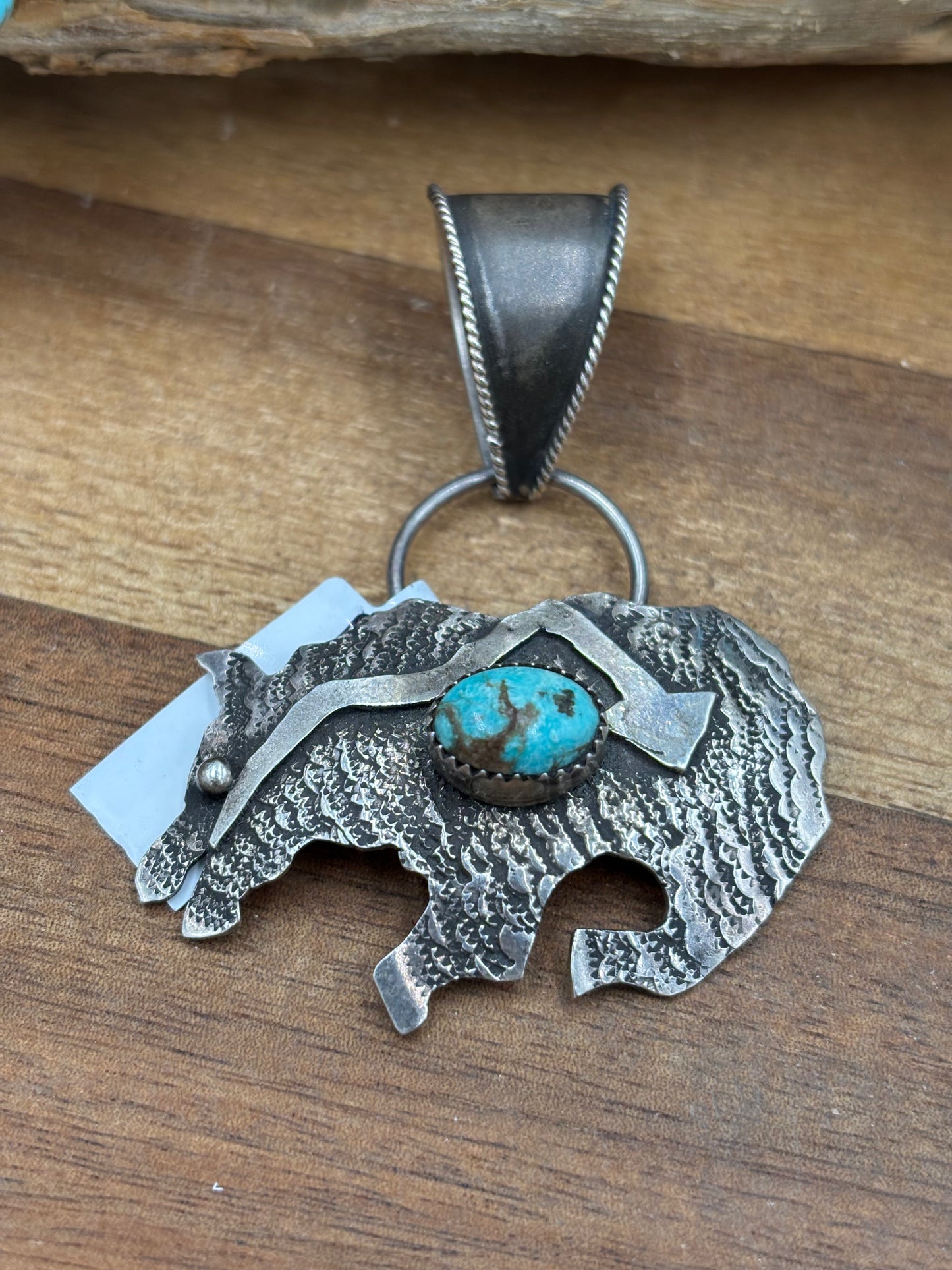 Turquoise Bear Pendant #2 by Frank Valdez, Navajo
