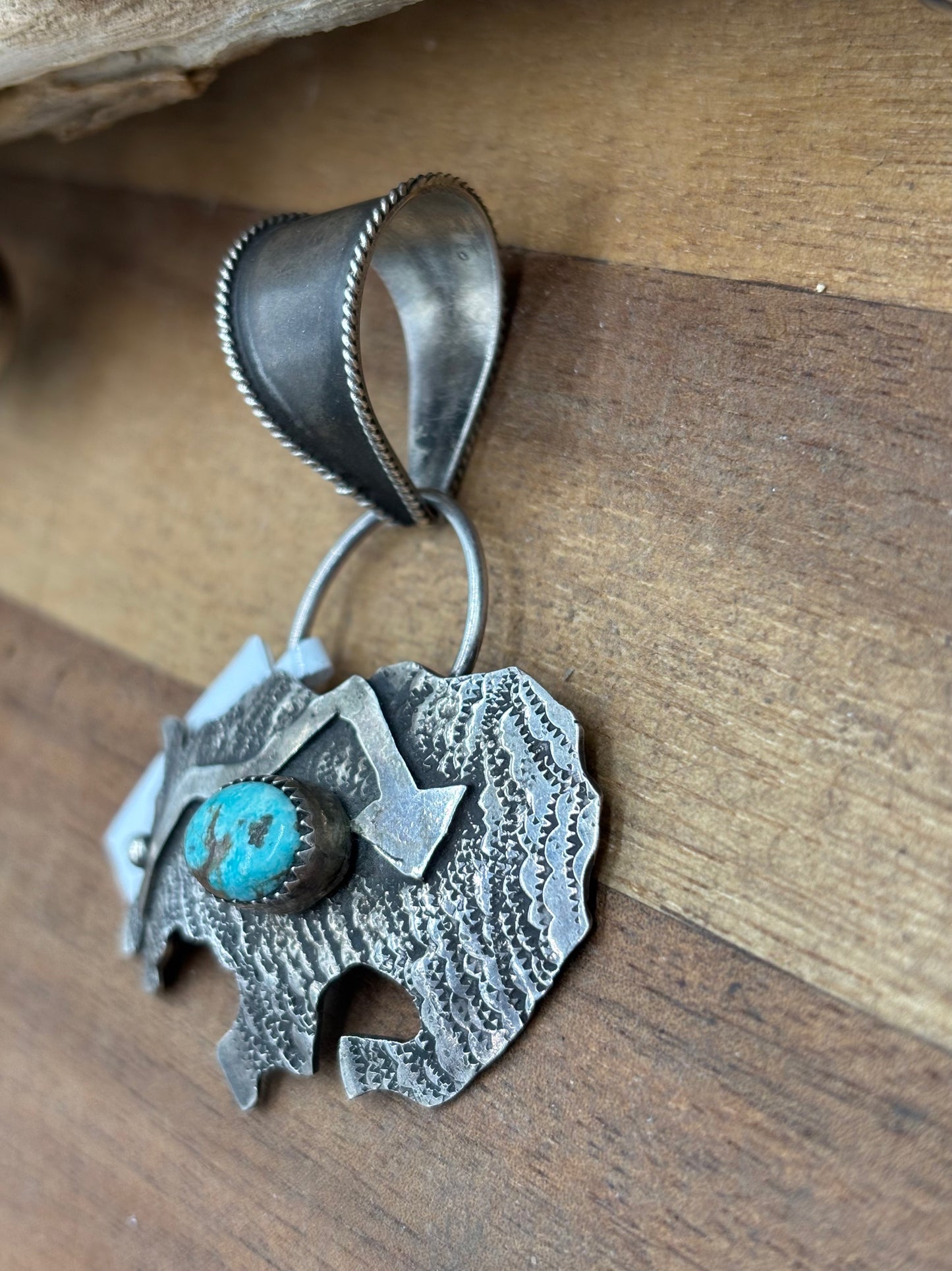 Turquoise Bear Pendant #2 by Frank Valdez, Navajo