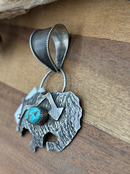 Turquoise Bear Pendant #2 by Frank Valdez, Navajo