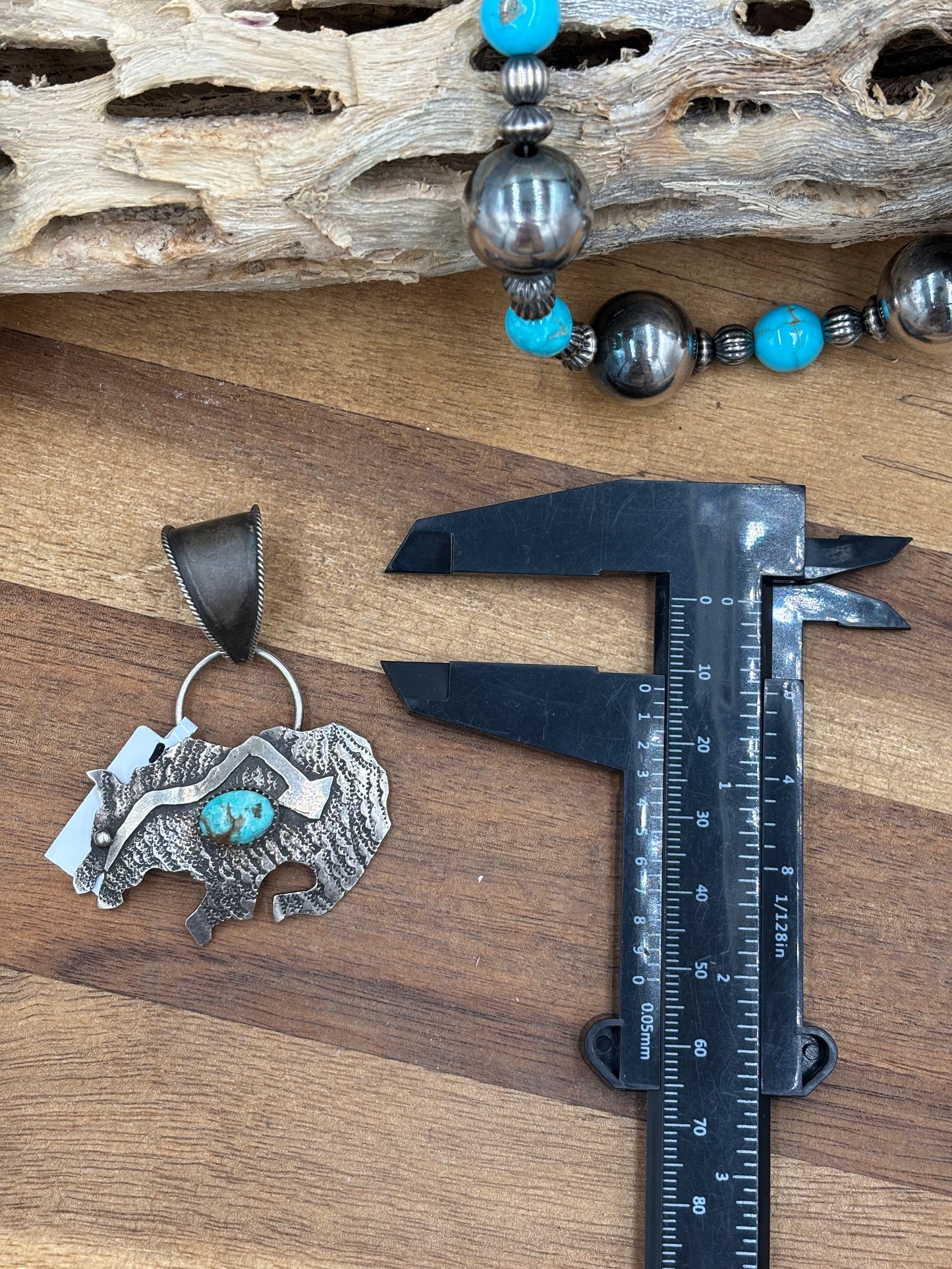 Turquoise Bear Pendant #2 by Frank Valdez, Navajo