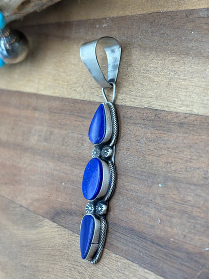 Lapis Pendant #1 by Travis J, Navajo