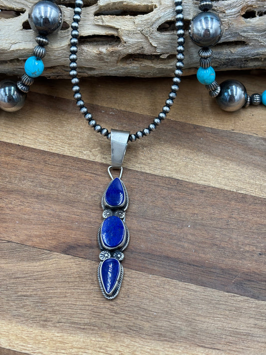 Lapis Pendant #1 by Travis J, Navajo