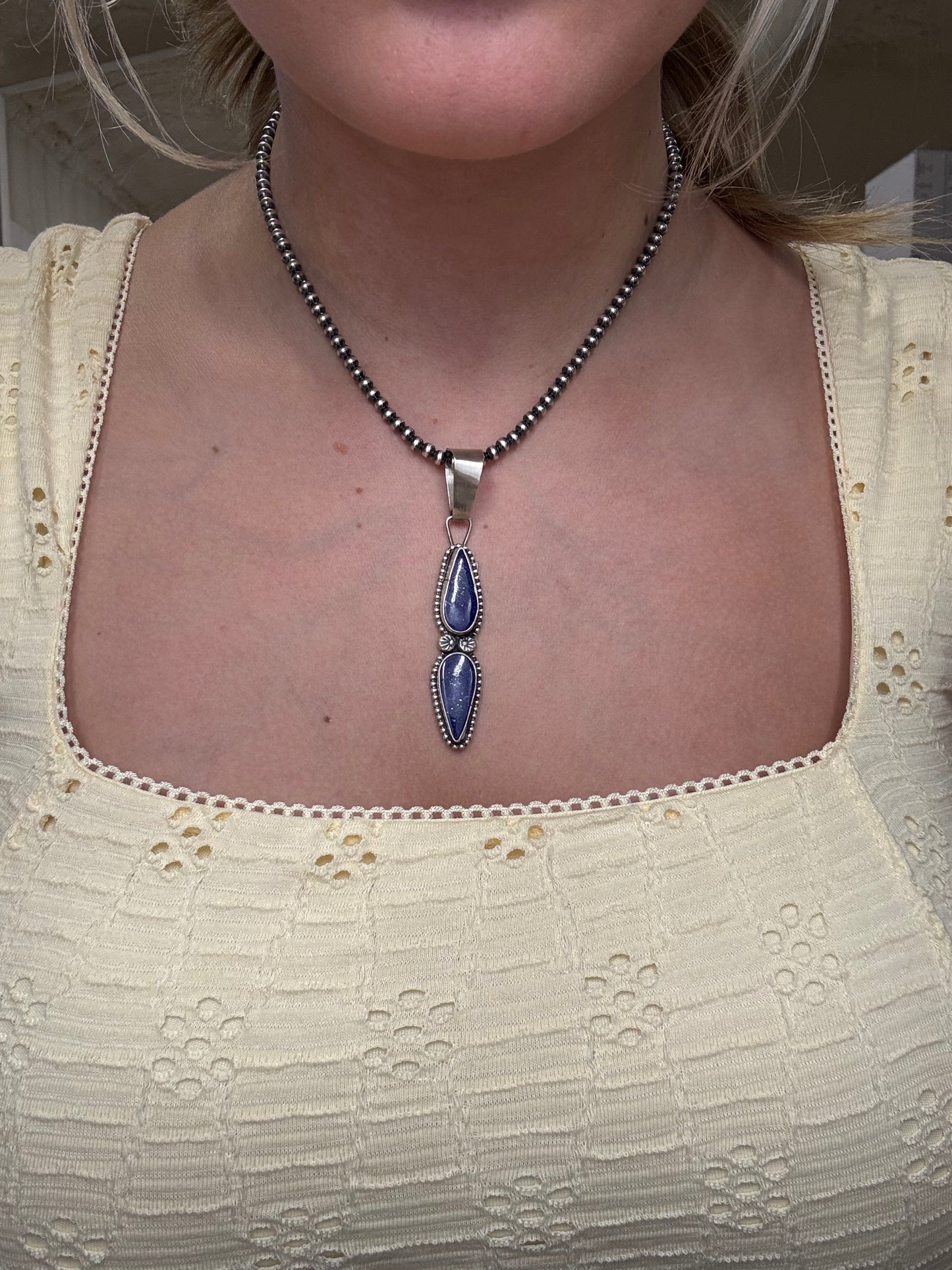 Lapis Pendant #2 by Travis J, Navajo