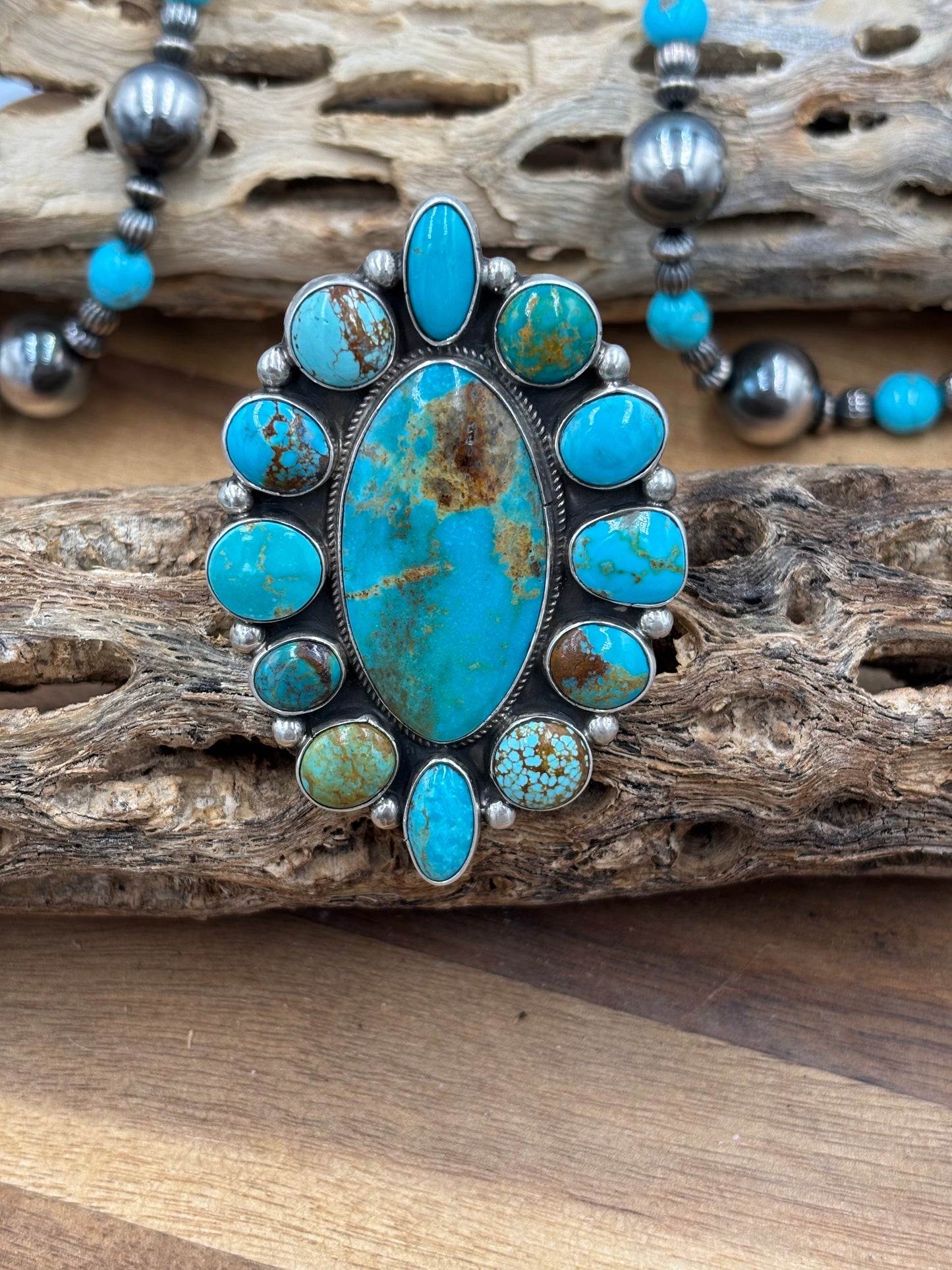 Kingman Turquoise Ring #1 Adjustable by Gerildine James, Navajo