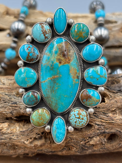 Kingman Turquoise Ring #1 Adjustable by Gerildine James, Navajo