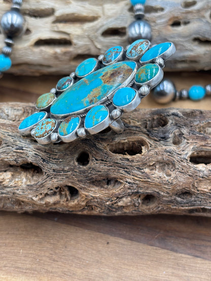Kingman Turquoise Ring #1 Adjustable by Gerildine James, Navajo