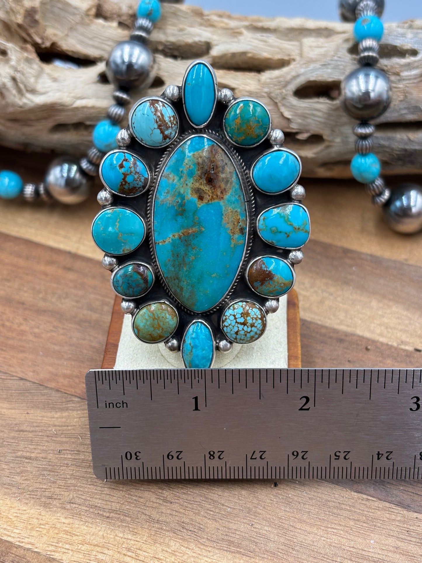 Kingman Turquoise Ring #1 Adjustable by Gerildine James, Navajo