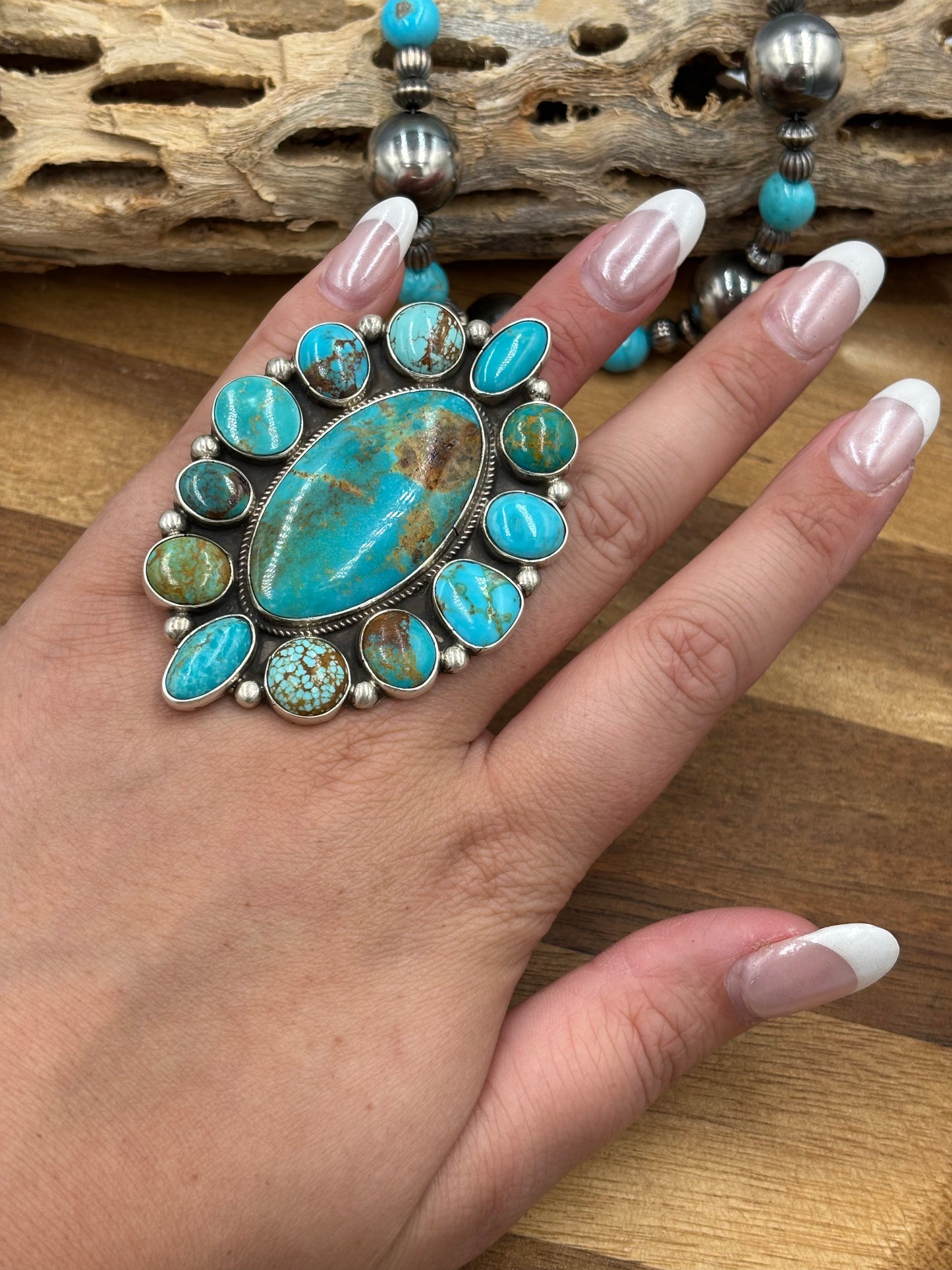 Kingman Turquoise Ring #1 Adjustable by Gerildine James, Navajo