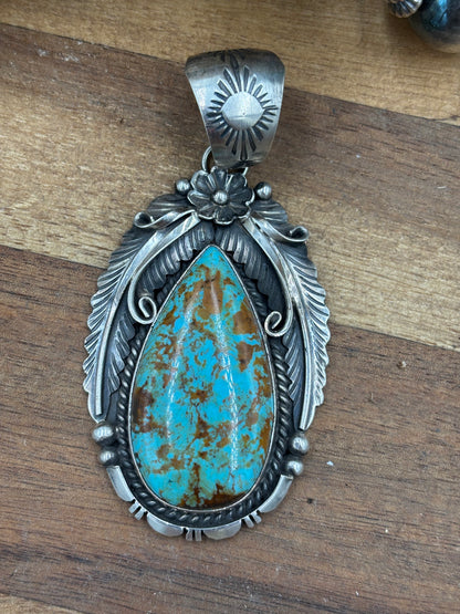 Kingman Turquoise Pendant by Alfred Martinez, Navajo