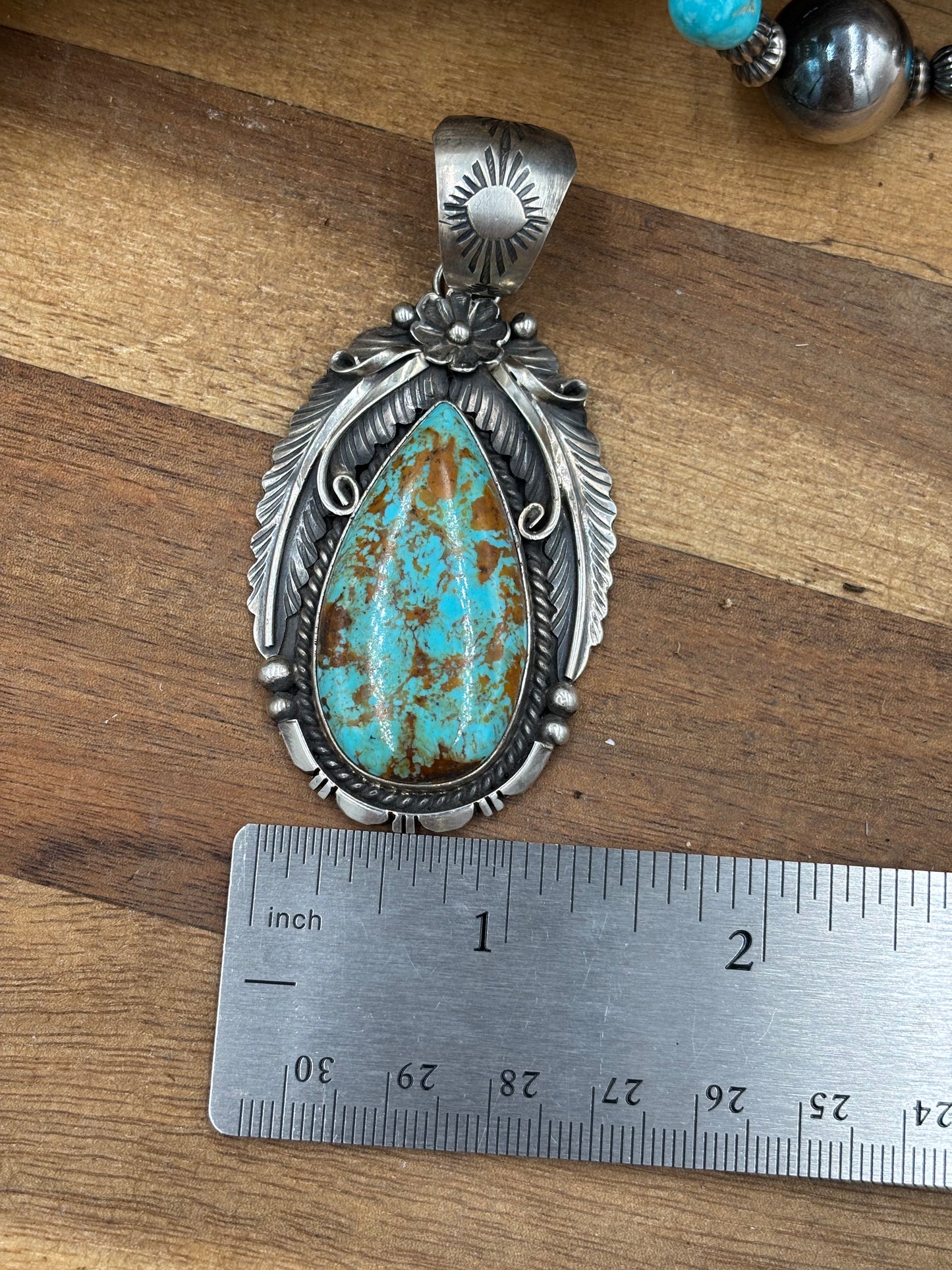 Kingman Turquoise Pendant by Alfred Martinez, Navajo