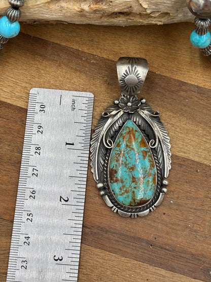 Kingman Turquoise Pendant by Alfred Martinez, Navajo