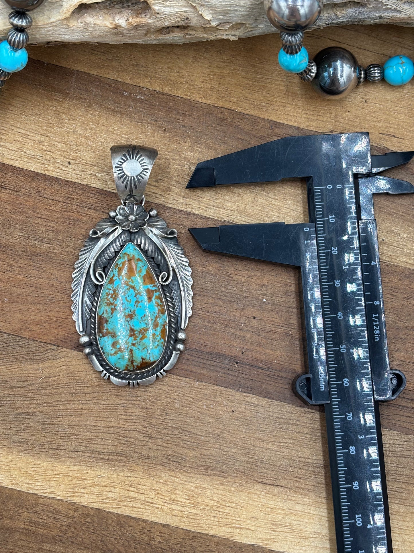 Kingman Turquoise Pendant by Alfred Martinez, Navajo