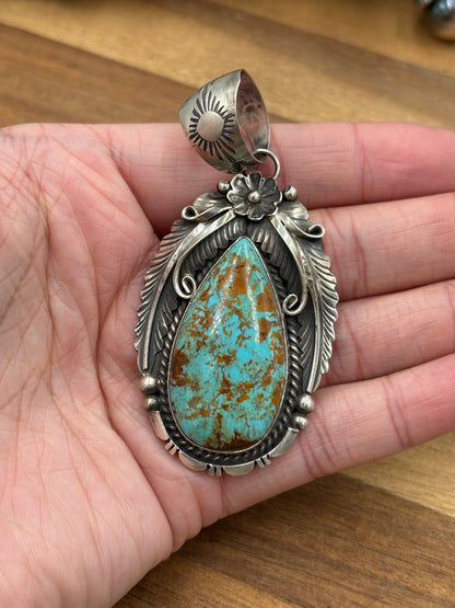 Kingman Turquoise Pendant by Alfred Martinez, Navajo