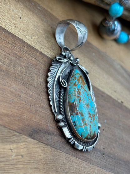 Kingman Turquoise Pendant by Alfred Martinez, Navajo
