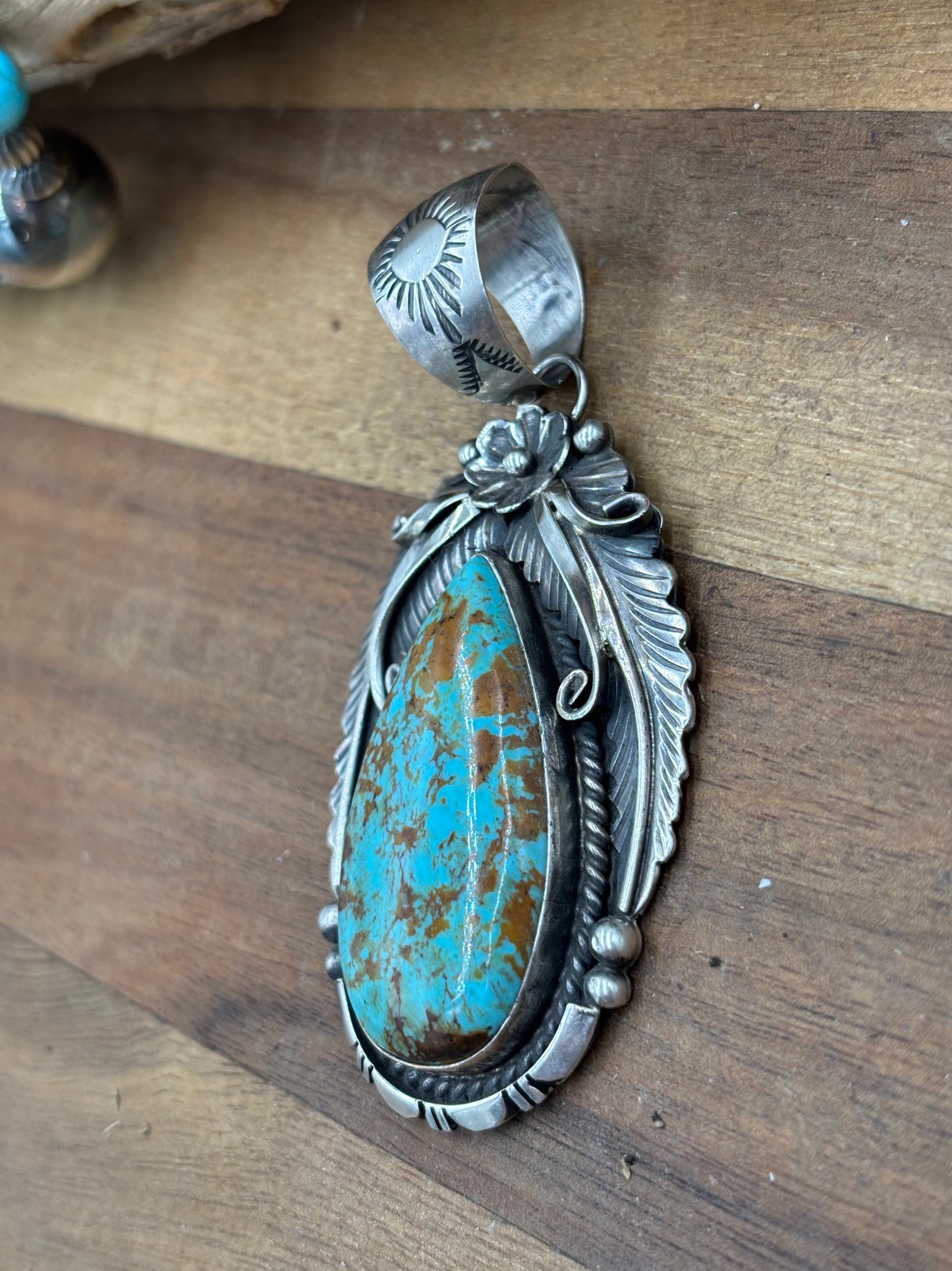 Kingman Turquoise Pendant by Alfred Martinez, Navajo