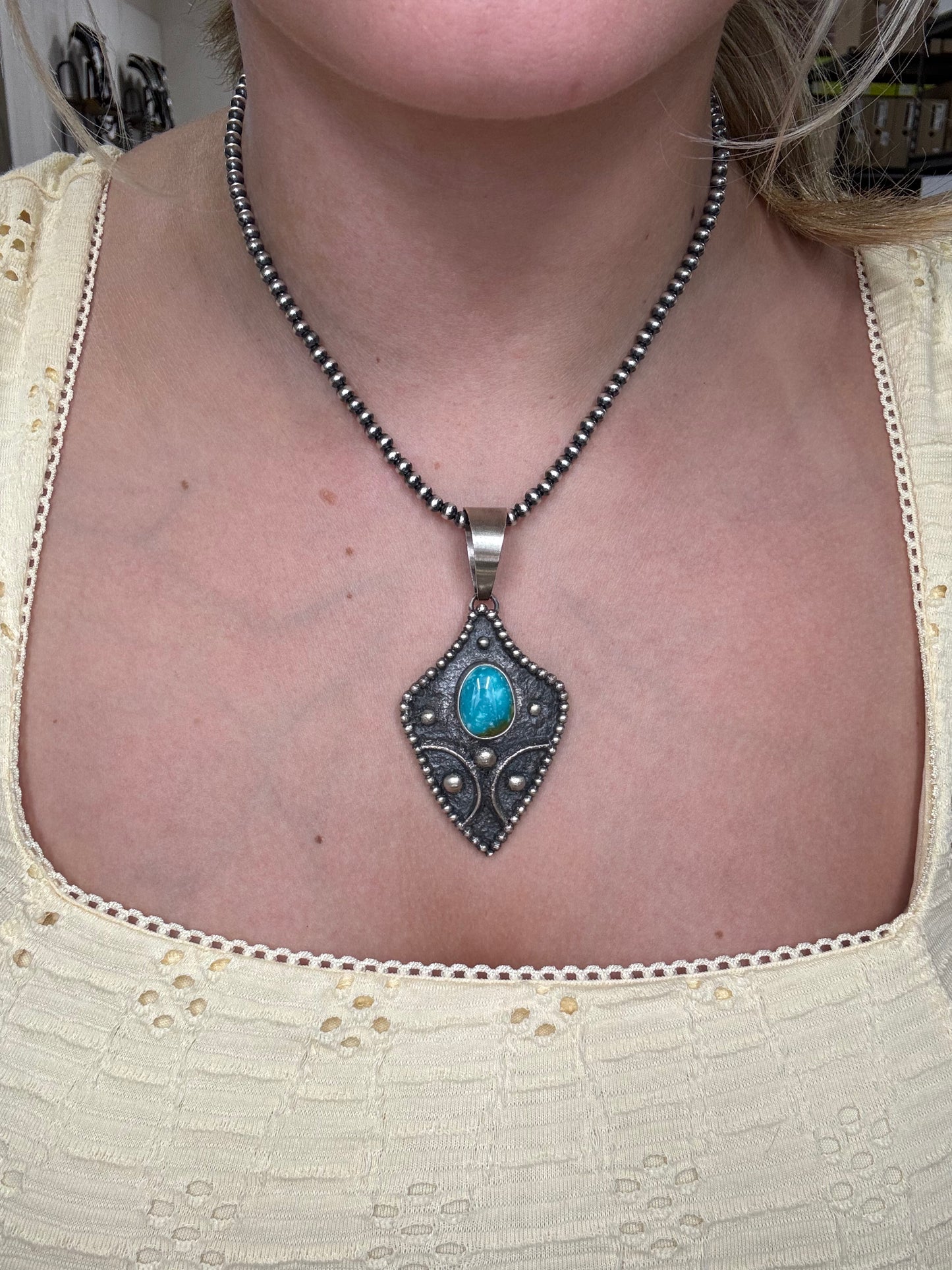 Turquoise Pendant #1 by Randy Billy, Navajo