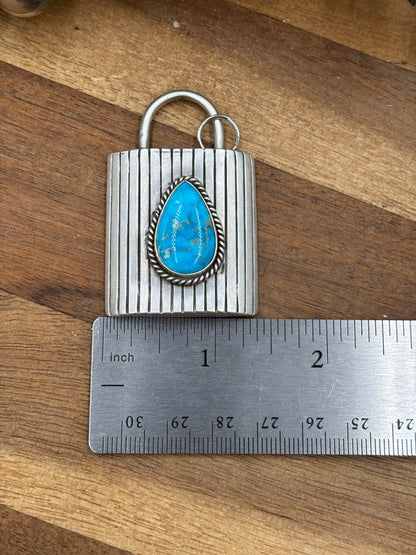 Turquoise Lock Pendant by Charles Johnson, Navajo