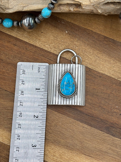 Turquoise Lock Pendant by Charles Johnson, Navajo