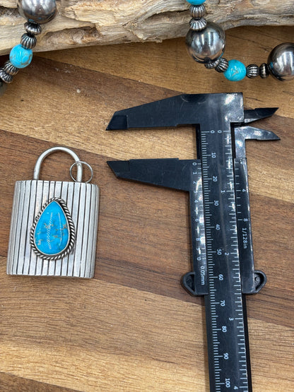 Turquoise Lock Pendant by Charles Johnson, Navajo