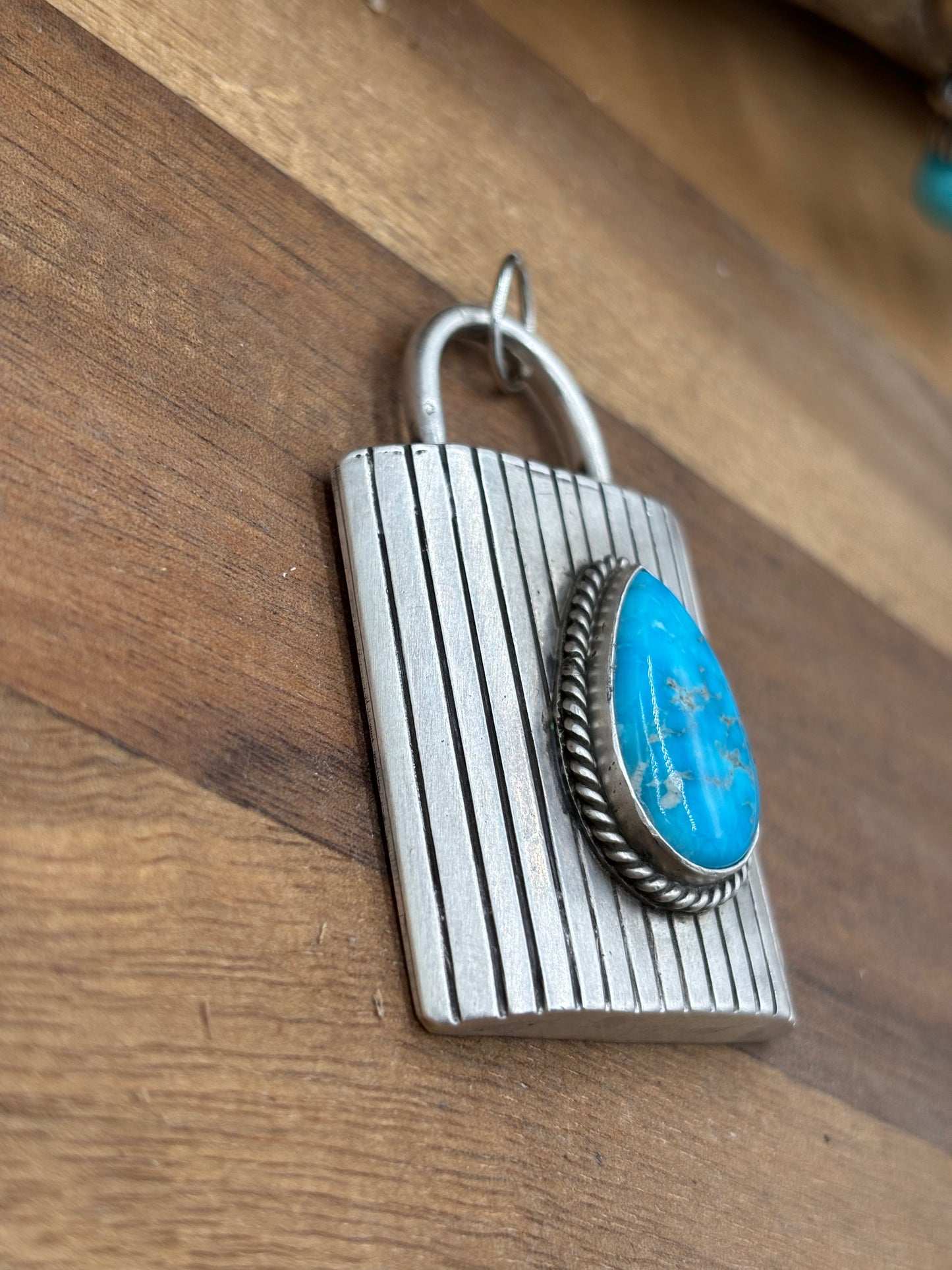 Turquoise Lock Pendant by Charles Johnson, Navajo