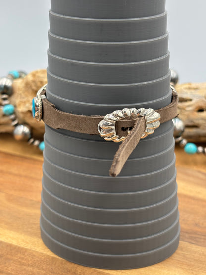 Multi Stone Charm Slide Leather Bracelet #1 by M, Navajo