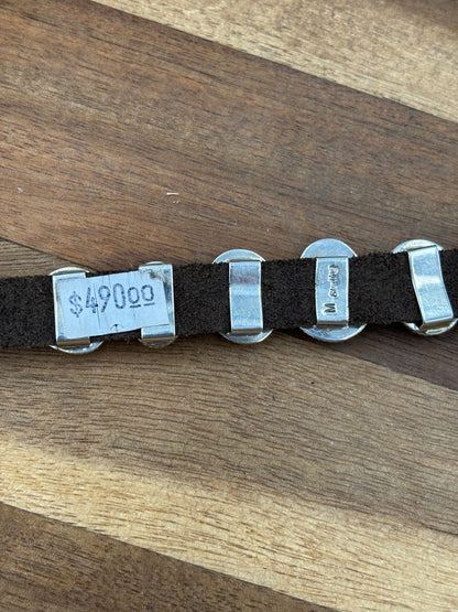 Multi Stone Charm Slide Leather Bracelet #1 by M, Navajo