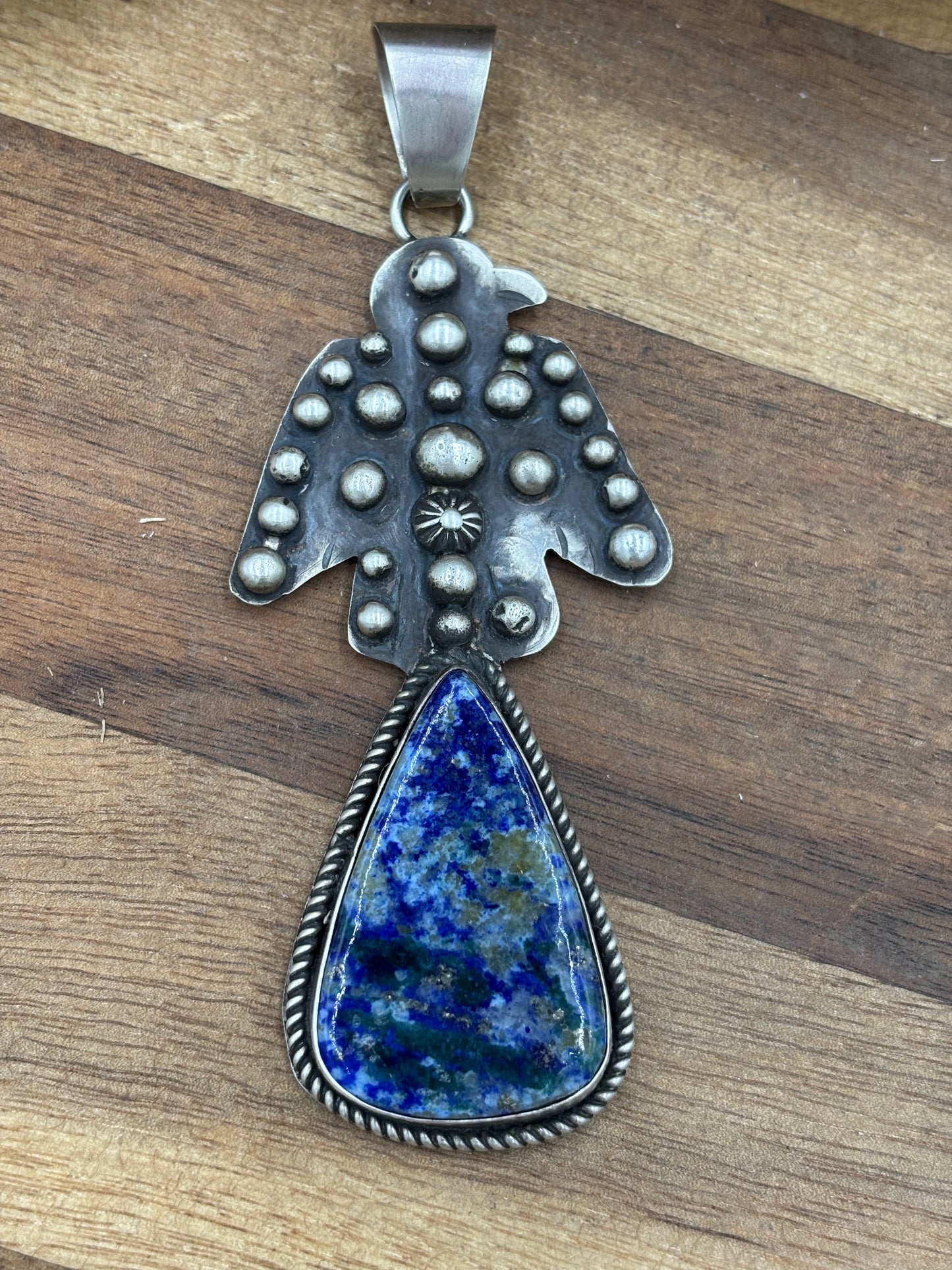 Sodalite Thunderbird Pendant by Miranda Willie, Navajo